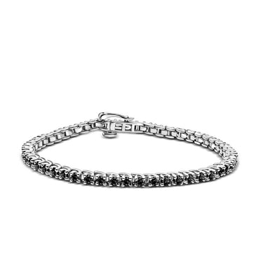 Dámský tenisový náramek DF 2557 z bílého zlata, s černými diamanty, velikost S