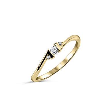 Zlatý dámský prsten DF 3053 ze žlutého zlata, s brilianty