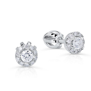 Zlaté dámské náušnice DF 3100, briliantové, bílé zlato