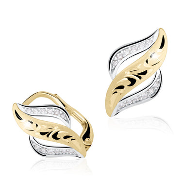 Zlaté dámské náušnice DF 2983, briliantové, žluté zlato