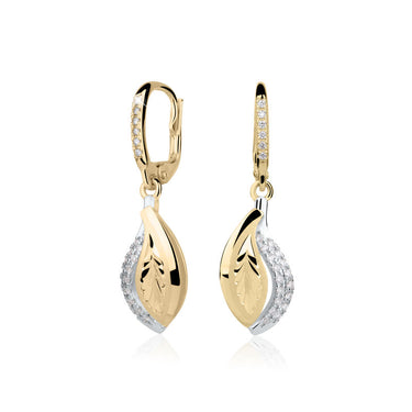 Zlaté dámské náušnice DF 3117, briliantové, žluté zlato