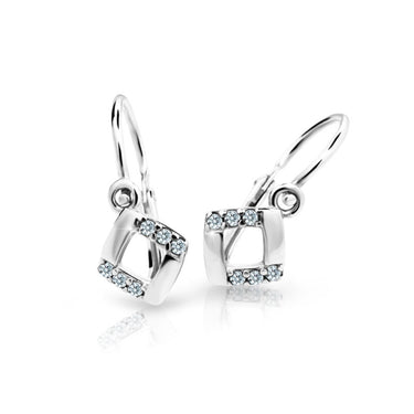 Dětské náušnice Danfil C2268 z bílého zlata s kamínky White, zapínání brizura
