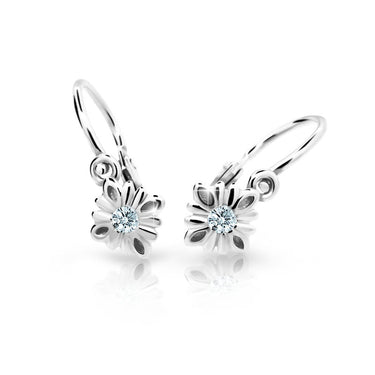 Dětské náušnice Danfil C2261 z bílého zlata s kamínkem White, zapínání brizura