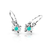 Dětské náušnice Danfil C2261 z bílého zlata s kamínkem Mint Green, zapínání brizura