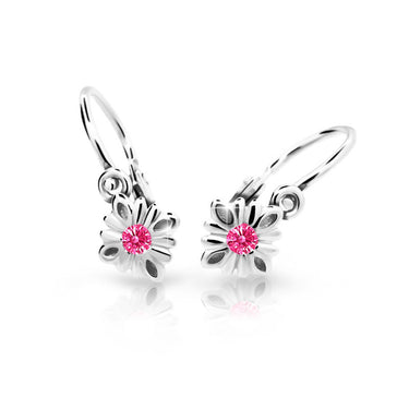 Dětské náušnice Danfil C2261 z bílého zlata s kamínkem Tcf Red, zapínání brizura