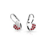 Dětské náušnice Danfil srdíčka C2160 z bílého zlata s kamínky Ruby Dark, zapínání klapka