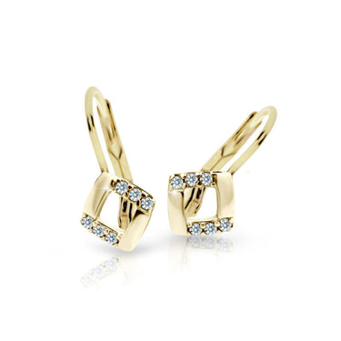 Dětské náušnice Danfil C2268 ze žlutého zlata s kamínky White, zapínání klapka