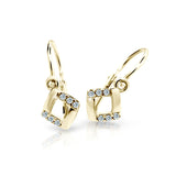 Dětské náušnice Danfil C2268 ze žlutého zlata s kamínky White, zapínání brizura