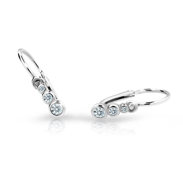 Dětské náušnice Danfil C2255 z bílého zlata s kamínky White, zapínání brizura