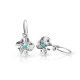 Dětské náušnice Danfil C2262 z bílého zlata s kamínkem Mint Green, zapínání brizura