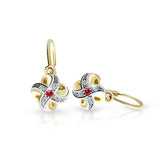 Dětské náušnice Danfil C2262 ze žlutého zlata s kamínkem Ruby Dark, zapínání brizura