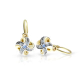 Dětské náušnice Danfil C2262 ze žlutého zlata s kamínkem Arctic Blue, zapínání brizura