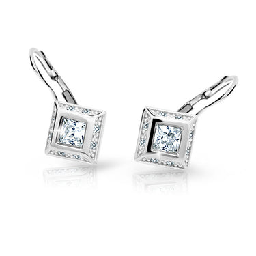 Dětské náušnice Danfil C2501 z bílého zlata s kamínky White, zapínání klapka