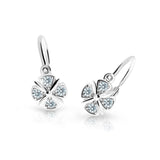 Dětské náušnice Danfil C2245 z bílého zlata s kamínky White, zapínání brizura