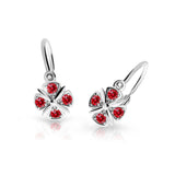 Dětské náušnice Danfil C2245 z bílého zlata s kamínky Ruby Dark, zapínání brizura