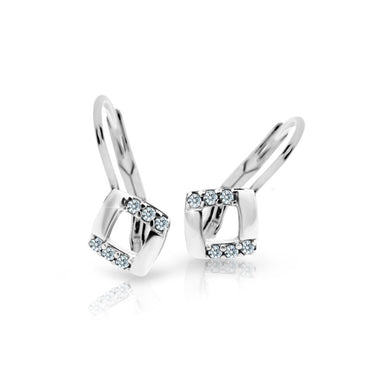 Dětské náušnice Danfil C2268 z bílého zlata s kamínky White, zapínání klapka