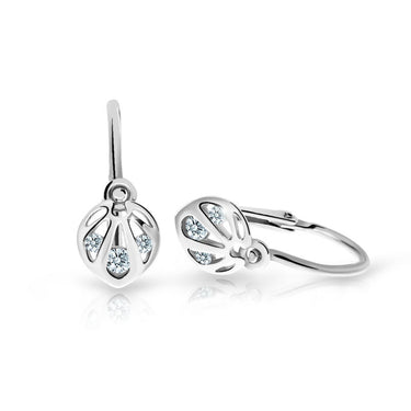 Dětské náušnice Danfil C2265 z bílého zlata s kamínky White, zapínání brizura