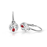 Dětské náušnice Danfil C2265 z bílého zlata s kamínkem Ruby Dark, zapínání brizura