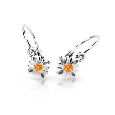 Dětské náušnice Danfil C2261 z bílého zlata s kamínkem Orange, zapínání brizura