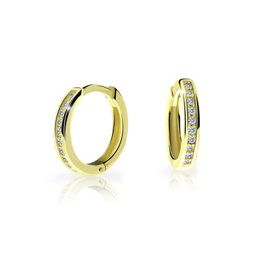 Dětské náušnice Danfil kroužky C3343 ze žlutého zlata s kamínky White