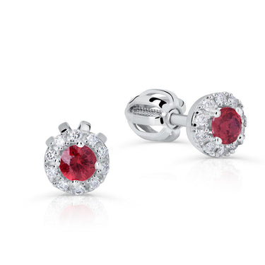 Zlaté dámské náušnice DF 3100, rubín s diamanty , bílé zlato