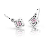 Dětské náušnice Danfil C2240 z bílého zlata s kamínky Pink, zapínání brizura