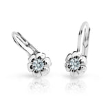 Dětské náušnice Danfil kytičky C2151 z bílého zlata s kamínkem White, zapínání klapka