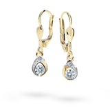 Dětské visací náušnice Danfil kapky C1898 ze žlutého zlata s kamínky White, zapínání klapka