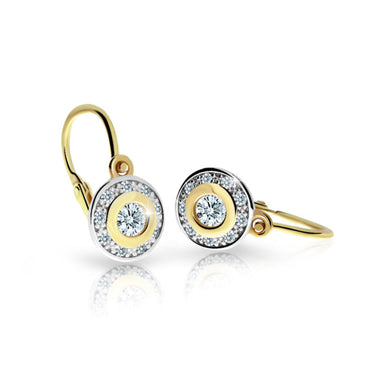 Dětské náušnice Danfil C2400 ze žlutého zlata s kamínky White