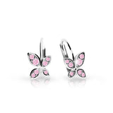 Dětské náušnice Danfil C2259 z bílého zlata s kamínky Pink, zapínání klapka
