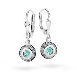 Dětské visací náušnice Danfil C2400 z bílého zlata s kamínkem Mint Green, zapínání klapka