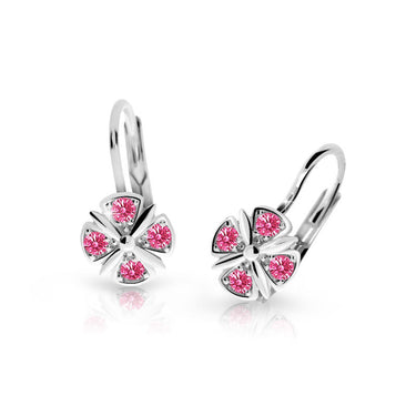 Dětské náušnice Danfil C2245 z bílého zlata s kamínky Tcf Red, zapínání klapka