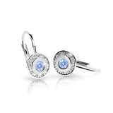 Dětské náušnice Danfil C2400 z bílého zlata s kamínkem Arctic Blue, zapínání klapka