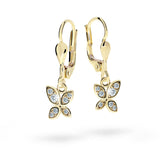 Dětské visací náušnice Danfil C2259 ze žlutého zlata s kamínky White, zapínání klapka