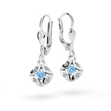 Dětské visací náušnice Danfil C2250 z bílého zlata s kamínkem Arctic Blue, zapínání klapka