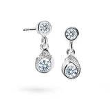 Dětské visací náušnice Danfil kapky C1898 z bílého zlata s kamínky White, zapínání balónek