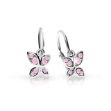 Dětské náušnice Danfil C2259 z bílého zlata s kamínky Pink, zapínání brizura