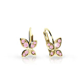 Dětské náušnice Danfil C2259 ze žlutého zlata s kamínky Pink, zapínání klapka
