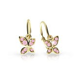 Dětské náušnice Danfil C2259 ze žlutého zlata s kamínky Pink, zapínání brizura