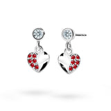 Dětské visací náušnice Danfil srdíčka C2160 z bílého zlata s kamínky Ruby Dark, zapínání balónek