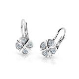 Dětské náušnice Danfil C2245 z bílého zlata s kamínky White, zapínání klapka