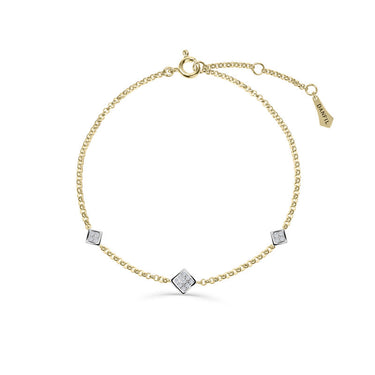 Zlatý dámský náramek DF 5123, z kombinace žlutého a bílého zlata s brilianty