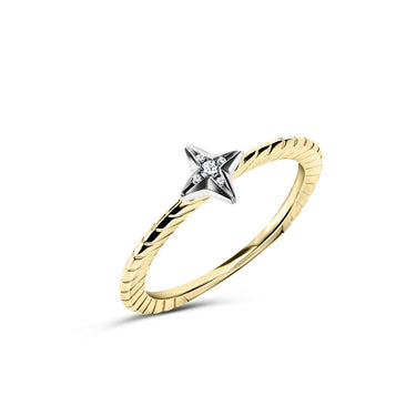 Zlatý dámský prsten DF 5969 v kombinaci žlutého a bílého zlata, s brilianty