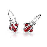 Dětské náušnice Danfil C2241 z bílého zlata s kamínky Ruby Dark, zapínání brizura