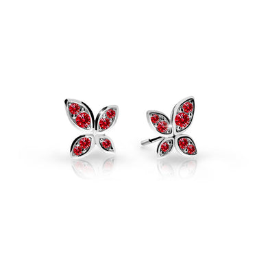 Dětské náušnice Danfil C2259 z bílého zlata s kamínky Ruby Dark, zapínání balónek