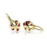 Dětské náušnice Danfil C2260 ze žlutého zlata s kamínky Ruby Dark, zapínání brizura