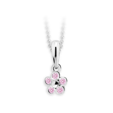 Dětský přívěsek Danfil kytička C2744 z bílého zlata s kamínky Pink