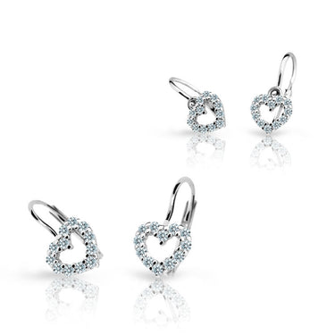 Set dámských a dětských náušnic Danfil C3632/2157 z bílého zlata, kamínky white