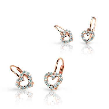 Set dámských a dětských náušnic Danfil C3632/2157 z růžového zlata, kamínky white