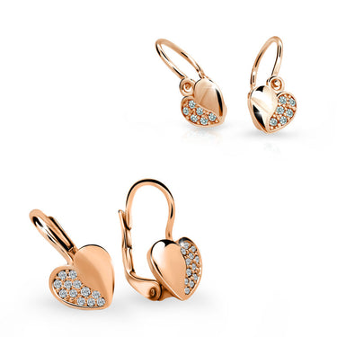 Set dámských a dětských náušnic Danfil C3933/2160 z růžového zlata, kamínky white, zapínání klapka/brizura
